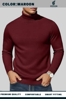 MAROON COLOR HIGH NECK SWEATER