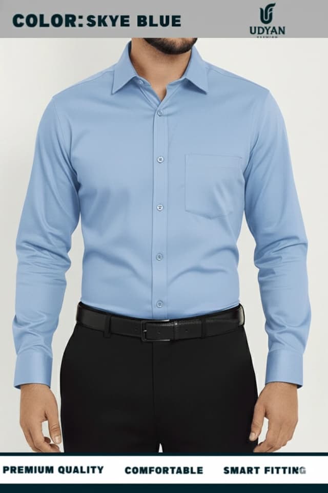 smart people wearing COTTON OXFORD SHIRT SKYE COLOR