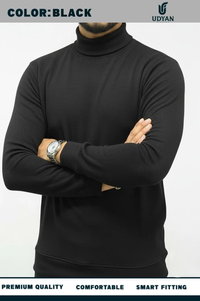 BLACK COLOR HIGH NECK SWEATER
