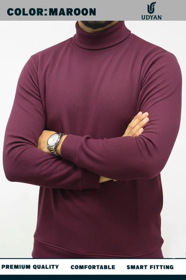 MAROON COLOR HIGH NECK SWEATER
