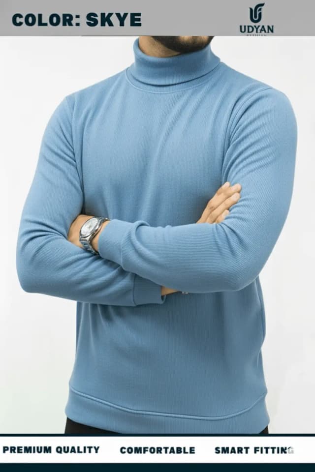 smart people wearing LIGHT ASH COLOR HIGH NECK SWEATER